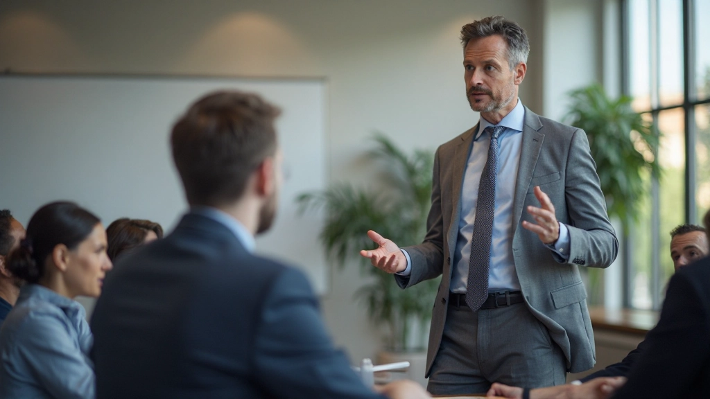 Organizational change management workshop with team discussing transformation strategies