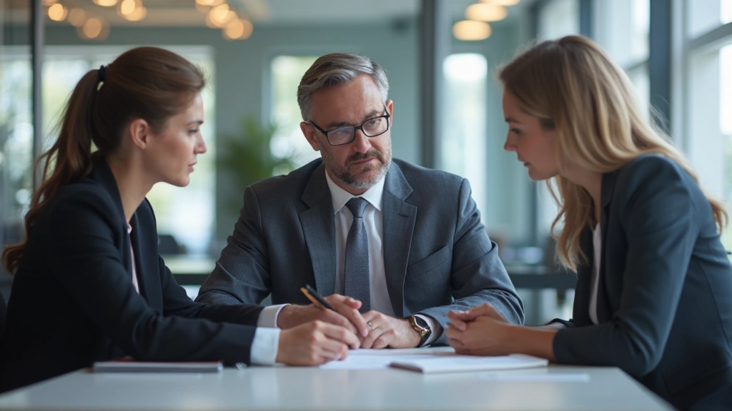 Business team discussing organizational strategy and change management in modern conference room setting